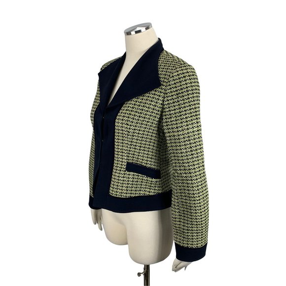 DONCASTER Signature 2 Blazer Silk Blazer Career Business Green Blue Rayon Blend - Picture 2 of 7